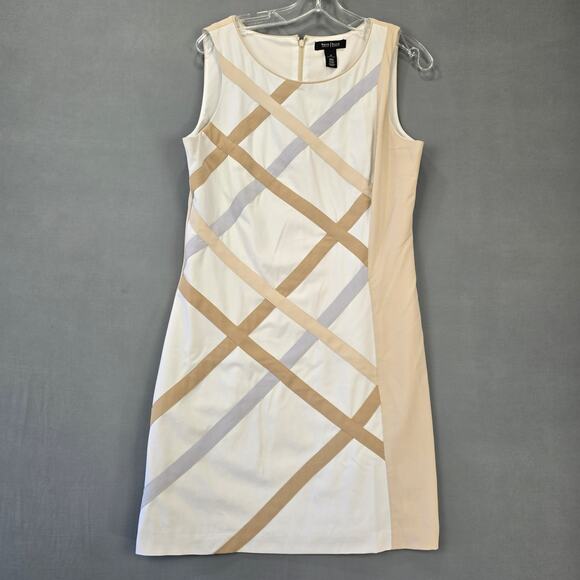 White House Black Market Dresses & Skirts - White House Black Market Cream and Tan Midi Dress